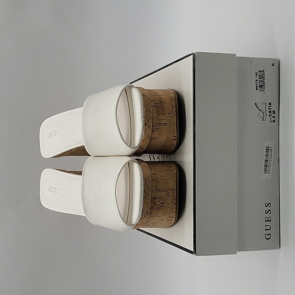 704- Guess Catia Platforms Sandals Size 9.5 M White Color NWT - Picture 12 of 14